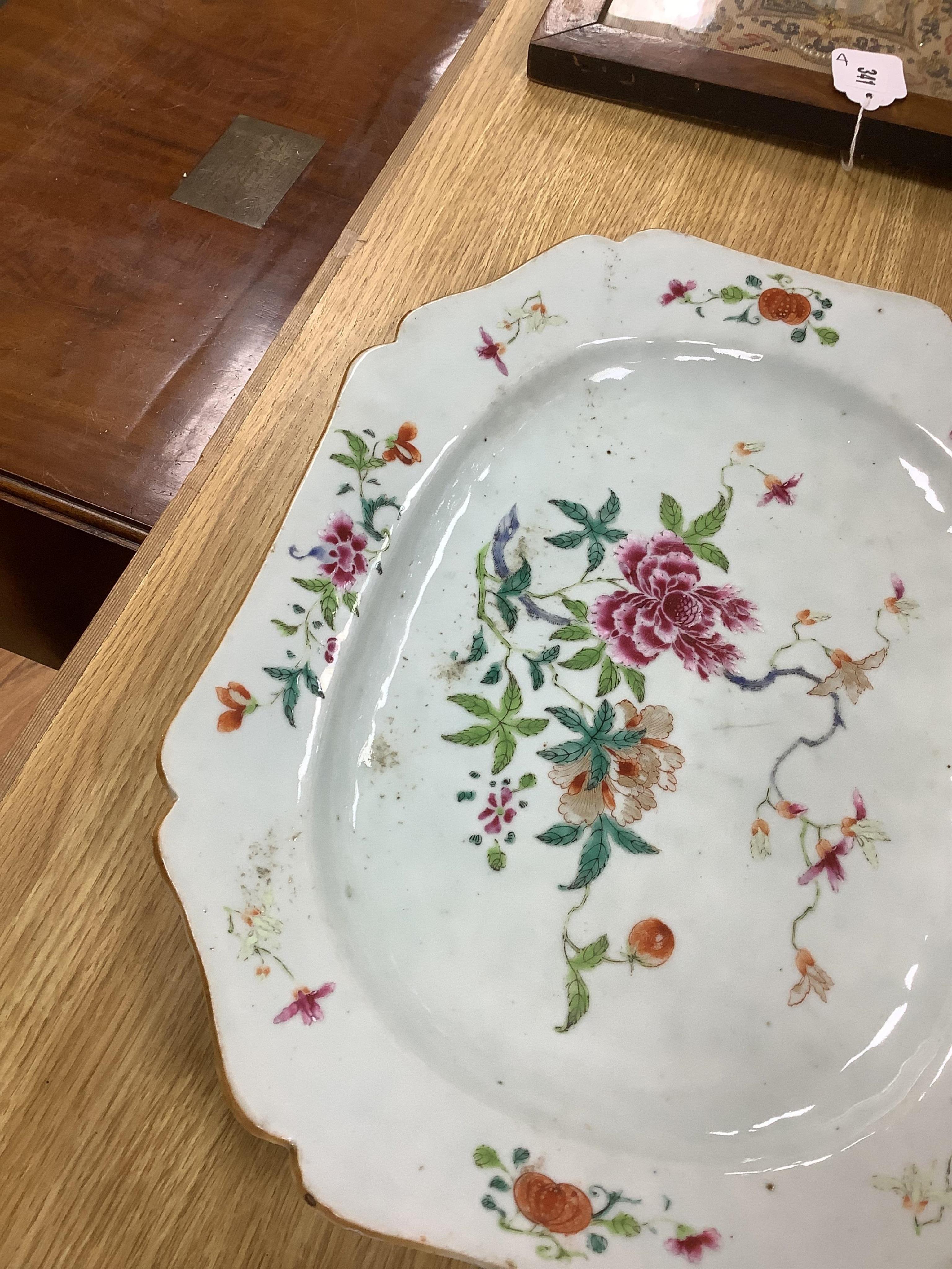An 18th century Chinese export famille rose serving dish, 41.5cm